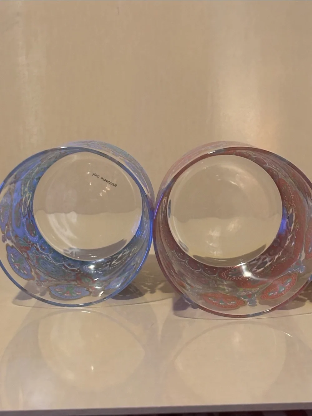 Set of 2 Double Old Fashioned Peacock Glasses